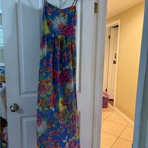 Forever 21 Blue Floral Dress with Spaghetti Straps